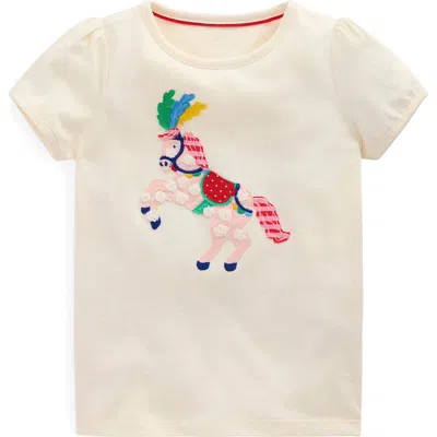 MINI BODEN MINI BODEN KIDS' HORSE APPLIQUÉ PUFF SLEEVE COTTON GRAPHIC T-SHIRT