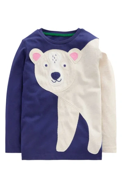 MINI BODEN MINI BODEN KIDS' POLAR BEAR APPLIQUÉ LONG SLEEVE COTTON T-SHIRT