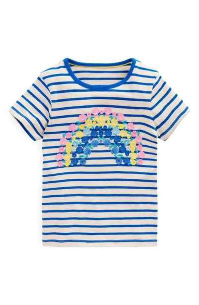 MINI BODEN MINI BODEN KIDS' STRIPE SHELL APPLIQUÉ COTTON GRAPHIC T-SHIRT