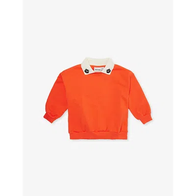 MINI RODINI CAT-APPLIQUÉ COLLARED COTTON SWEATSHIRT 9 MONTHS - 11
