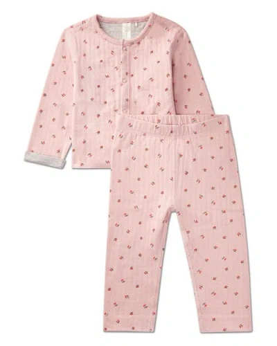 MINIMOI MINIMOI 2 PIECE BABY AND TODDLER REVERSIBLE 100% COTTON POINTELLE SNAP-UP TOP AND PANTS SET