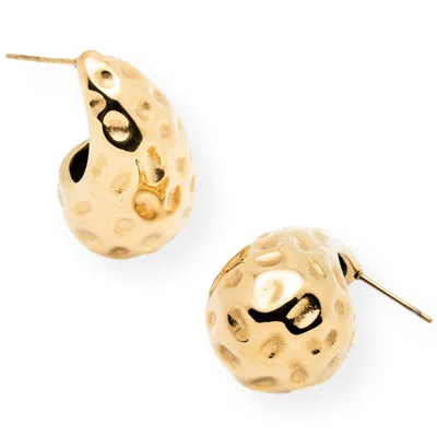 MINK&IVY WOMEN'S TEXTURED GOLD STATEMENT STUD EARRINGS TARNISH FREE