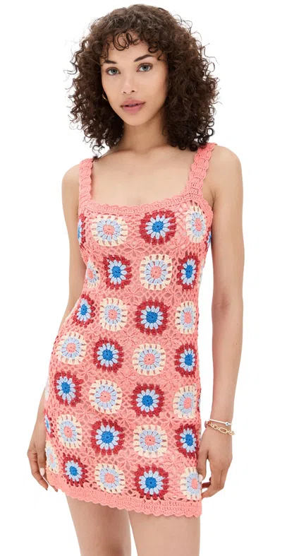 MINKPINK FLORAL CROCHET MINI DRESS MULTI FLORAL