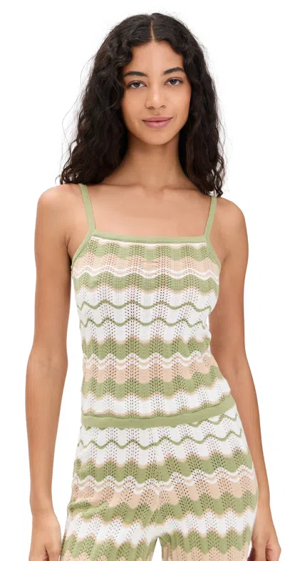 MINKPINK MELODY KNIT TANK GREEN/SAND