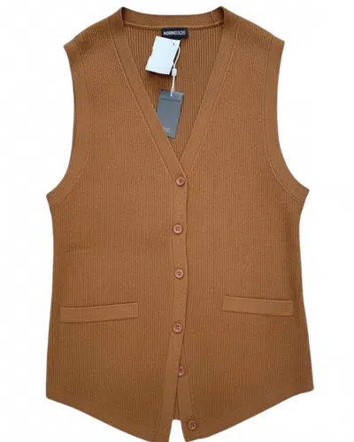 MINNIE ROSE WOMEN'S VISCOSE RIBBED VEST WITH POCKETS IN FOXTAIL
