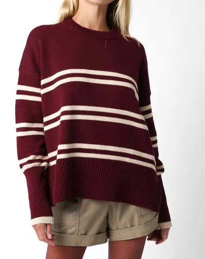 MINT OVERSIZED STRIPE SWEATER IN BURGUNDY