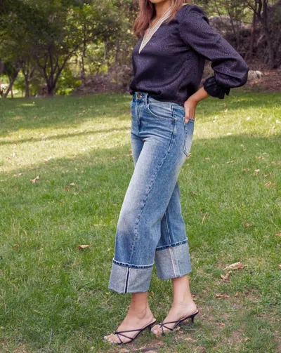 MIOU MUSE GWYNN CUFFED DENIM PANTS IN BLUE