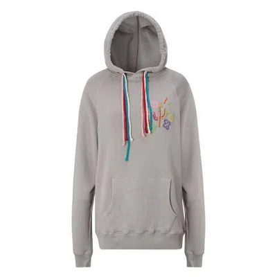 MIRA MIKATI MIRA MIKATI GREY CACTUS EMBROIDERED COTTON HOODIE