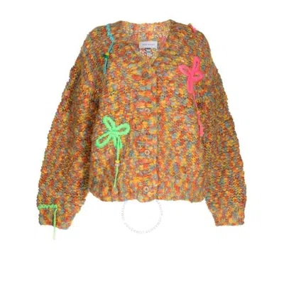 MIRA MIKATI MIRA MIKATI LADIES MULTI FLORAL-EMBROIDERED OPEN-KNIT CARDIGAN