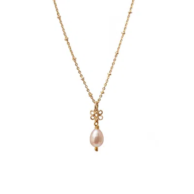 MIRABELLE JEWELLERY WOMEN'S YELLOW / WHITE INFINITY FRESHWATER PEARL PENDANT ON SHORT SATELLITE CHAIN