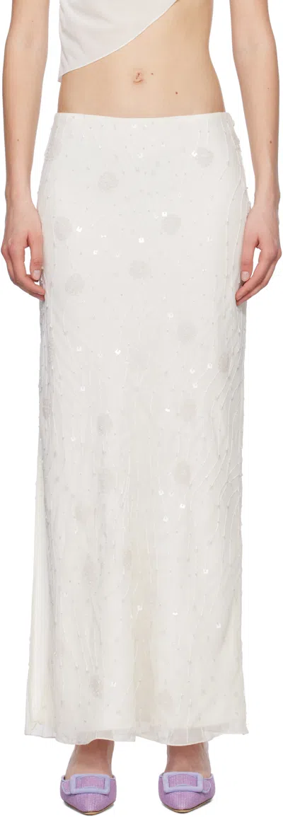 MIRROR PALAIS SSENSE EXCLUSIVE WHITE BEADED MAXI SKIRT