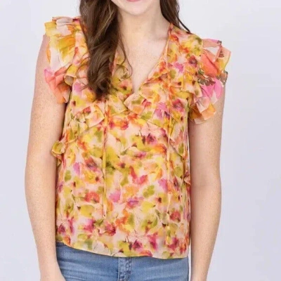 MISA $260 MISA LOS ANGELES EMI TOP IN GOLDEN FLORA MIX SIZE: SMALL