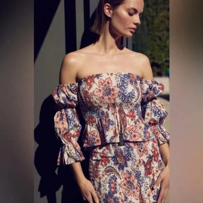 MISA $285 MISA LOS ANGELES VIDA SMOCKED TOP IN HARVEST FLORAL SIZE: LARGE