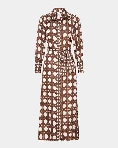 MISA HERMINIA SATIN MIDI SHIRTDRESS