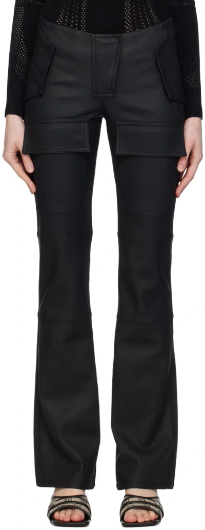 MISBHV BLACK MOTO FAUX-LEATHER TROUSERS