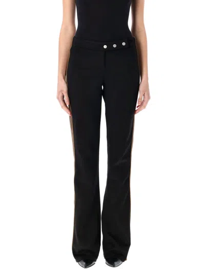 MISBHV WOMEN BLACK STRIPE-DETAIL FLARED TROUSERS, 32 LUXURY PANTS FOR WOMEN DARVEYS
