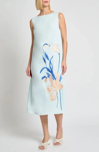 MISOOK MISOOK MODERN FIT FLORAL EMBROIDERY MIDI DRESS