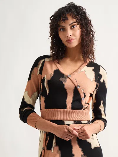 MISOOK MODERN FIT SHORT JACQUARD SOFT KNIT SWEATER TOP