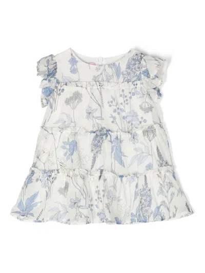 MISS BLUMARINE FLORAL-PRINT RUFFLED DRESS