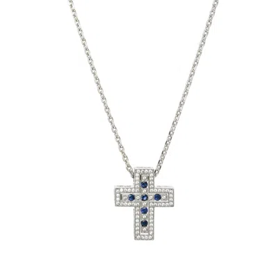 MISS CECILIA WOMEN'S BLUE THE TWIN CROSS NECKLACE