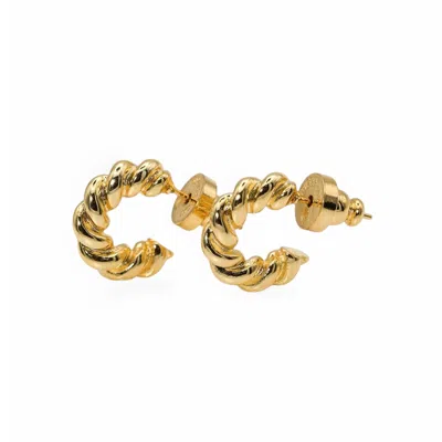 MISS CECILIA WOMEN'S GOLD TWISTED ROPE HOOPS EARRINGS