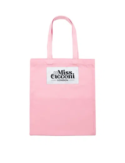 MISS CICCONI WOMEN'S PINK / BLACK / GREY ROSA - CANVAS COTTON PINK TOTE BAG - EXCLUSIVE & NEW