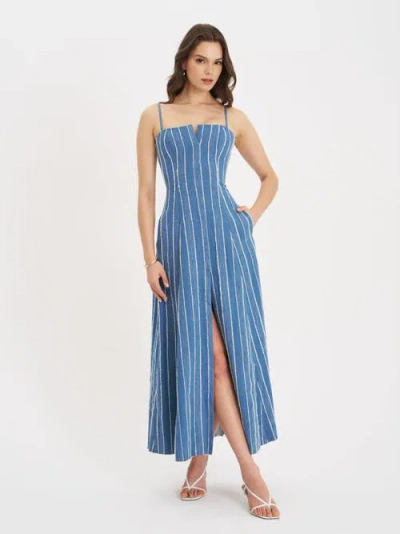 MISS CIRCLE MISS CIRCLE ABYGAIL STRIPE COTTON DENIM MAXI DRESS