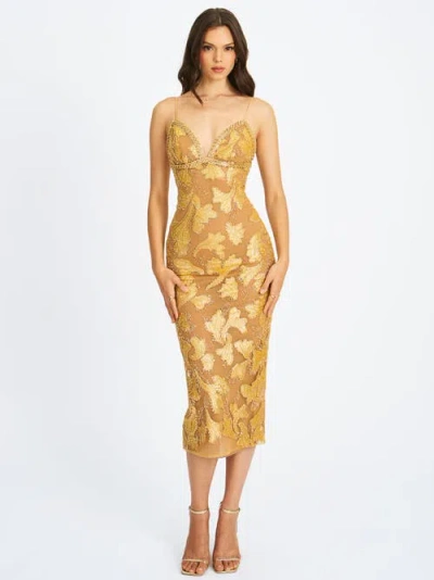 MISS CIRCLE MISS CIRCLE EDIE BEADED SEQUIN MIDI PENCIL DRESS