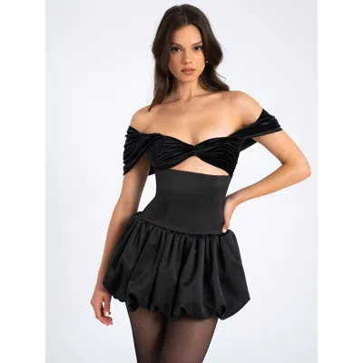 MISS CIRCLE MISS CIRCLE GABBY VELVET TOP BUBBLE HEM MINI DRESS