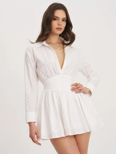 MISS CIRCLE MISS CIRCLE GABRIELLA COTTON EYELET BUTTON UP LONG SLEEVE SHIRT DRESS