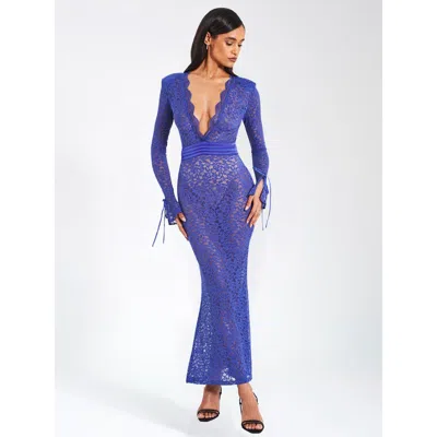 MISS CIRCLE MISS CIRCLE GIADA LACE DEEP V LONG SLEEVE MAXI DRESS