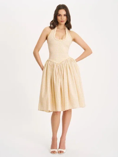 MISS CIRCLE MISS CIRCLE IDELLA GINGHAM U NECK MIDI DRESS