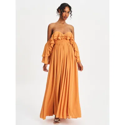 MISS CIRCLE MISS CIRCLE KAELA OFF SHOULDER CHIFFON MAXI DRESS