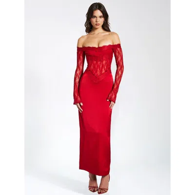 MISS CIRCLE MISS CIRCLE NESSA LACE SATIN CORSET MAXI DRESS