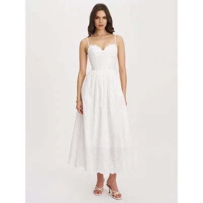 MISS CIRCLE MISS CIRCLE OBERON COTTON EYELET LACE-UP BACK MAXI DRESS