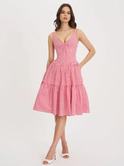 MISS CIRCLE MISS CIRCLE OCEANA STRIPE DROP WAIST MIDI DRESS