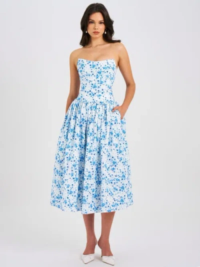 MISS CIRCLE MISS CIRCLE PALOMA LINEN CORSET DRAPING TOP MIDI DRESS