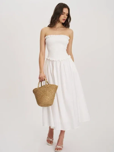 MISS CIRCLE MISS CIRCLE QUADIYA SMOCK TOP STRAPLESS DROP WAIST MIDI DRESS
