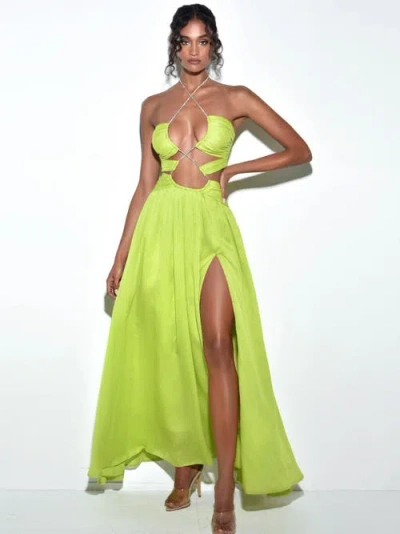 MISS CIRCLE MISS CIRCLE QUINBY CHIFFON PLEATED LACE UP MAXI DRESS