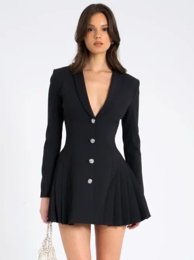 MISS CIRCLE MISS CIRCLE RIA BLAZER MINI DRESS WITH CRYSTAL BUTTON AND PLEATED DETAIL