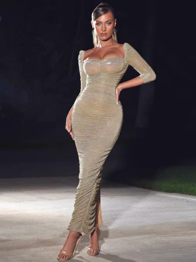 MISS CIRCLE MISS CIRCLE SORREL RUCHED CHIFFON LONG MAXI DRESS