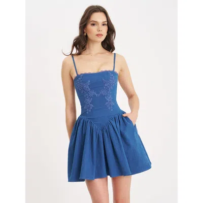 MISS CIRCLE MISS CIRCLE ZAFIRA COTTON DENIM DROP WAIST CORSET MINI DRESS