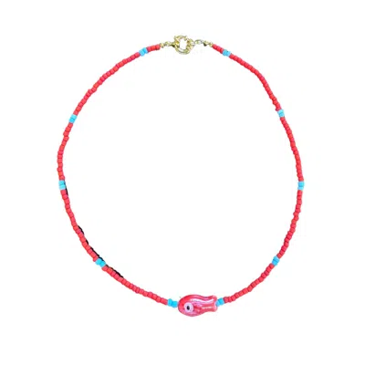 MISS MAY THE BRAND WOMEN'S RED CATCH OF THE DAY NECKLACE