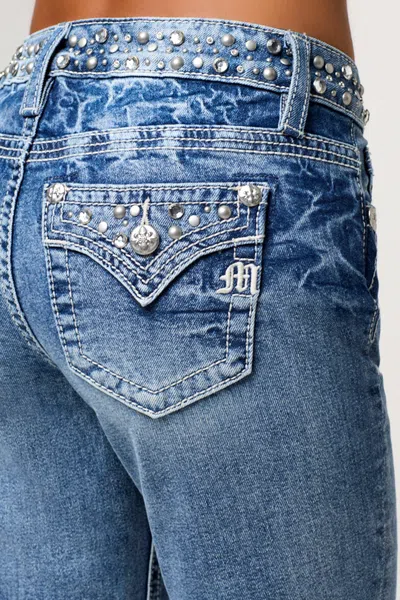 MISS ME CLARA RHINESTONE STRAIGHT JEANS - 24 / 30" / MEDIUM WASH