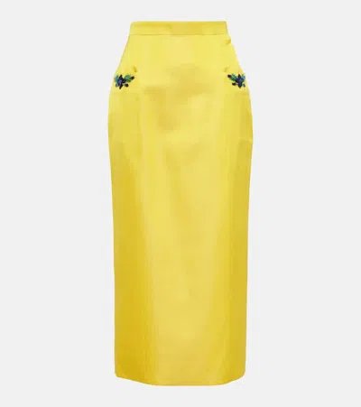 MISS SOHEE IRIS EMBELLISHED VELVET MIDI SKIRT