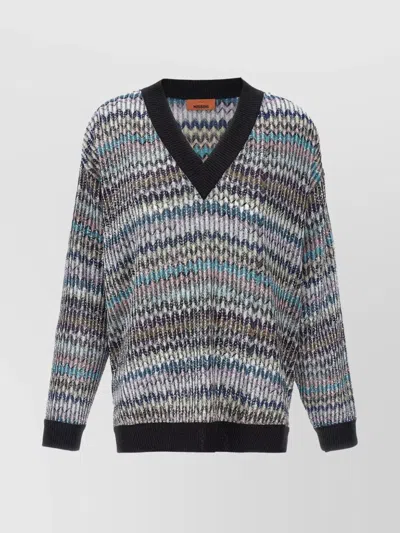 MISSONI CHEVRON KNIT V-NECK SWEATER