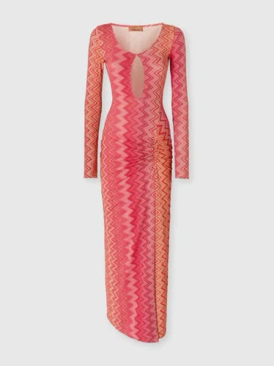 MISSONI MISSONI COVER UP DRESS IN STRETCH NYLON ZIG ZAG LAMÉ