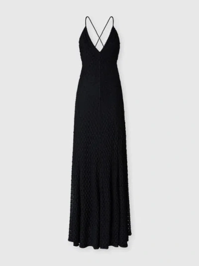 MISSONI MISSONI LONG VISCOSE DRESS WITH V-NECK LACE