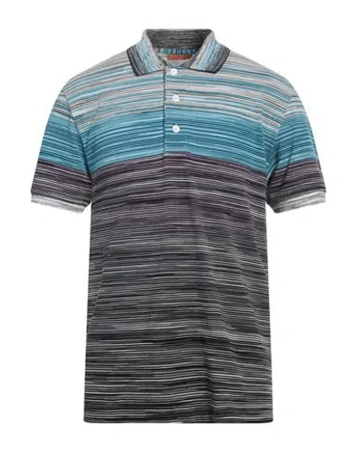 MISSONI MISSONI MAN POLO SHIRT AZURE SIZE XL COTTON