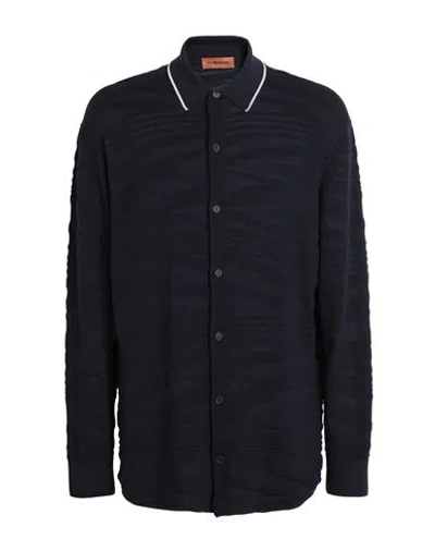 MISSONI MISSONI MAN SHIRT MIDNIGHT BLUE SIZE 42 WOOL, VISCOSE